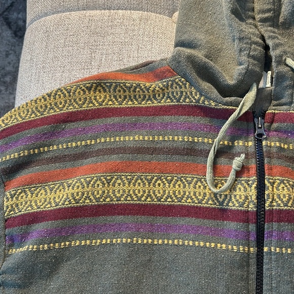 LAKHAY ..BOHO ..COTTON CROPPED ..ZIP UP HOODIE GREEN M/L UNISEX.. - Picture 7 of 13